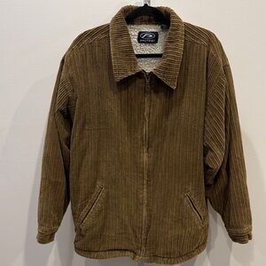 Protest Men’s Brown Corduroy Bomber Jacket Quilted Vintage Skate Size L